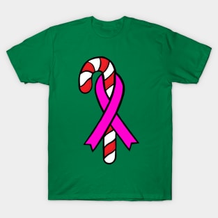Candy Cane Awareness Ribbon (Pink) T-Shirt